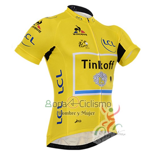 Tinkoff Lider Ropa Ciclismo Culotte Corto 2016 Hombre Mangas Cortas AMarillo y Negro